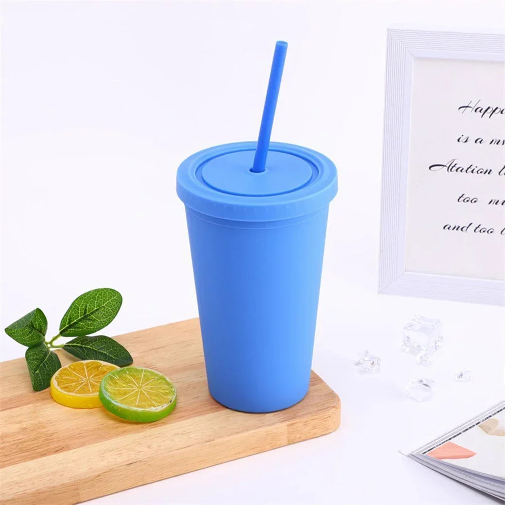 Double-layer Candy Color Straw Cup - OLM Store