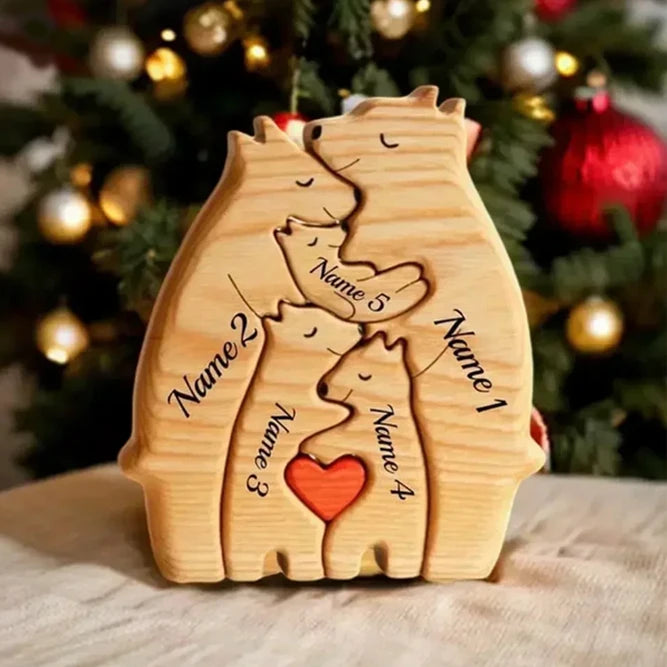 Engaging Personalized Wooden Bear Puzzle – A Heartfelt Family Keepsake