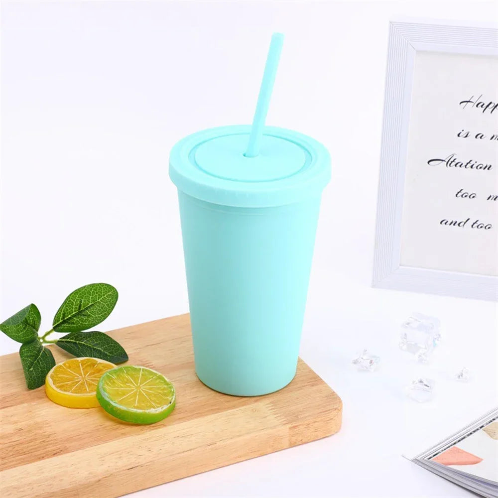 Double-layer Candy Color Straw Cup - OLM Store