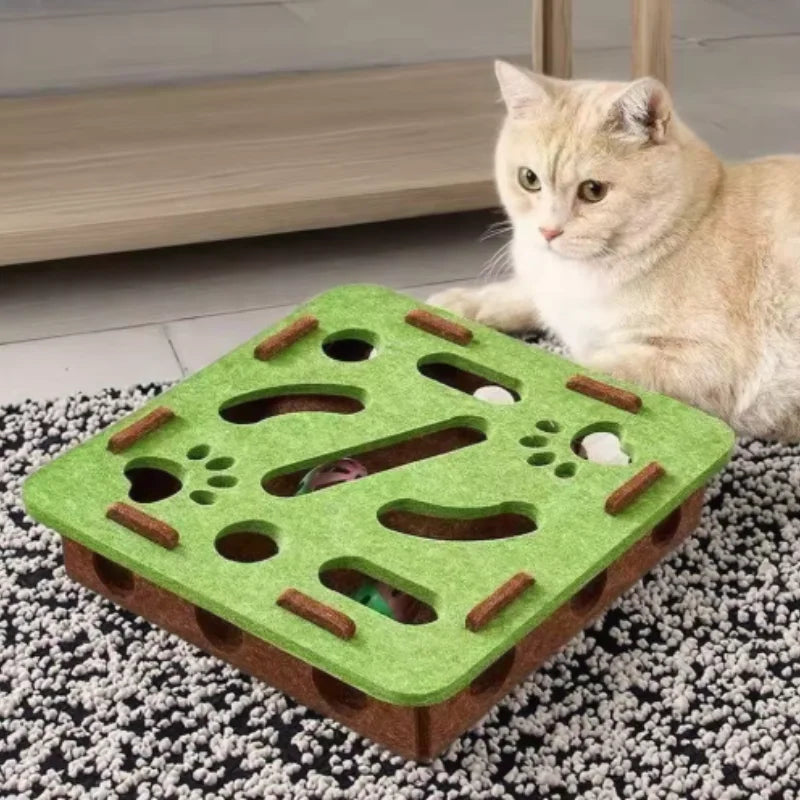 Interactive Cat Puzzle Toy – Fun Felt Maze with Bell Ball for Engaging Playtime