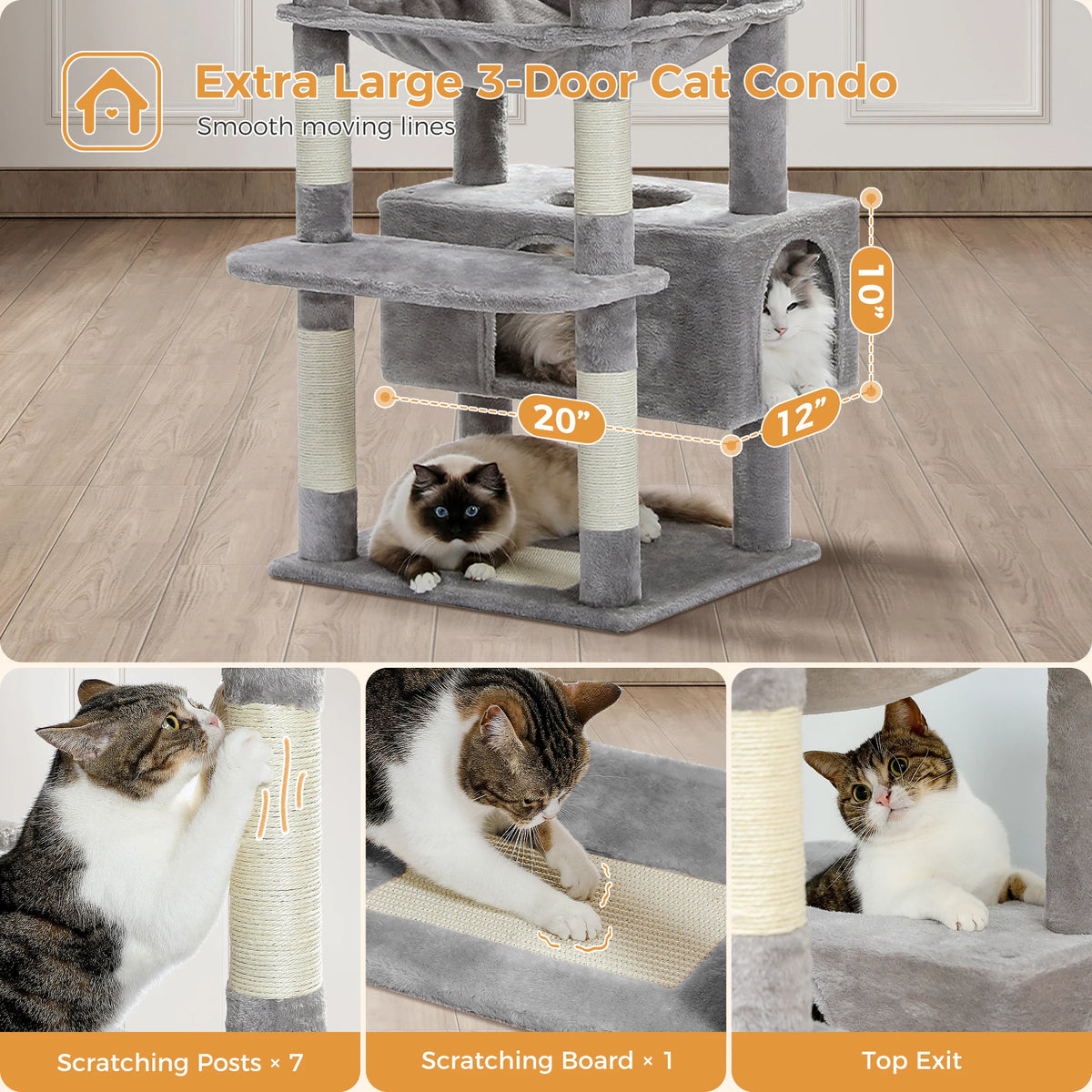 Transform Your Home with Our Large Cat Tree - 72.44 inches of Fun!