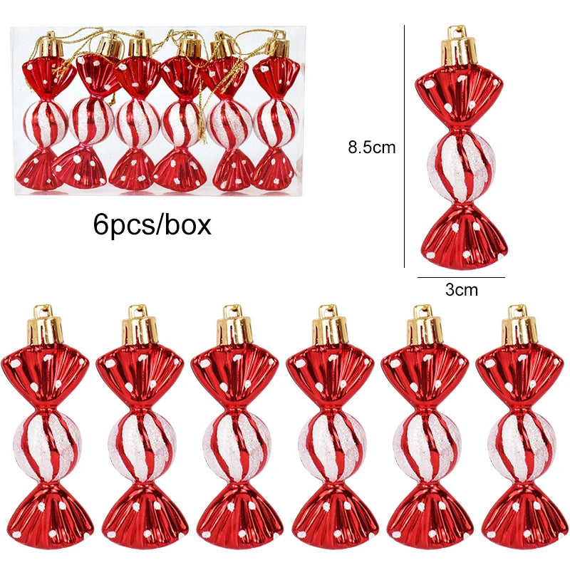 6pcs Christmas Lollipop Candy Cane Pendant - OLM Store