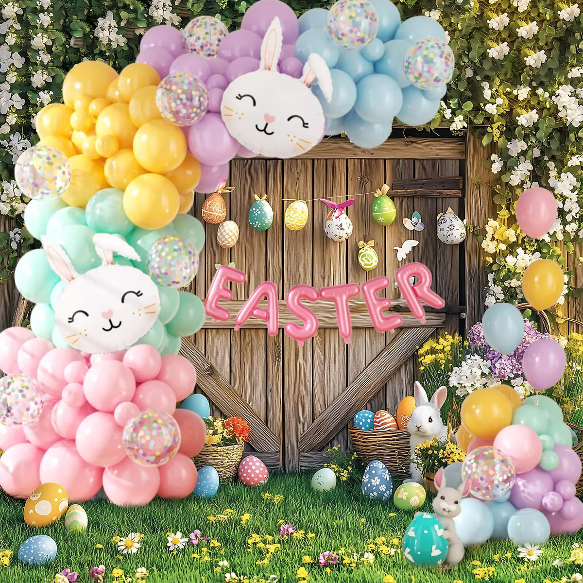 Easter Balloon Garland Kit – Create a Joyful Spring Celebration with Adorable Bunny & Pastel Balloons