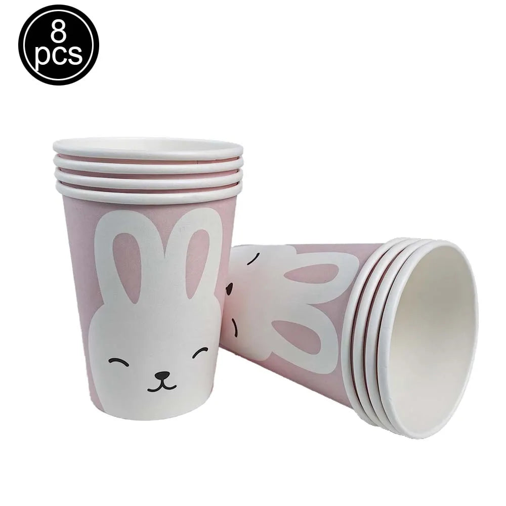 Easter Bunny Tableware Set – Adorable Disposable Plates, Cups & Napkins for Celebration Fun!