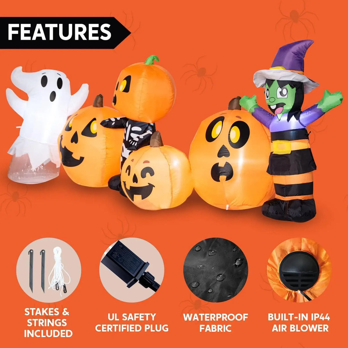 8 ft Halloween Inflatable Yard Decoration: Spooky Witch, Ghost, Skeleton & Pumpkin Patch for Your Outdoor Display