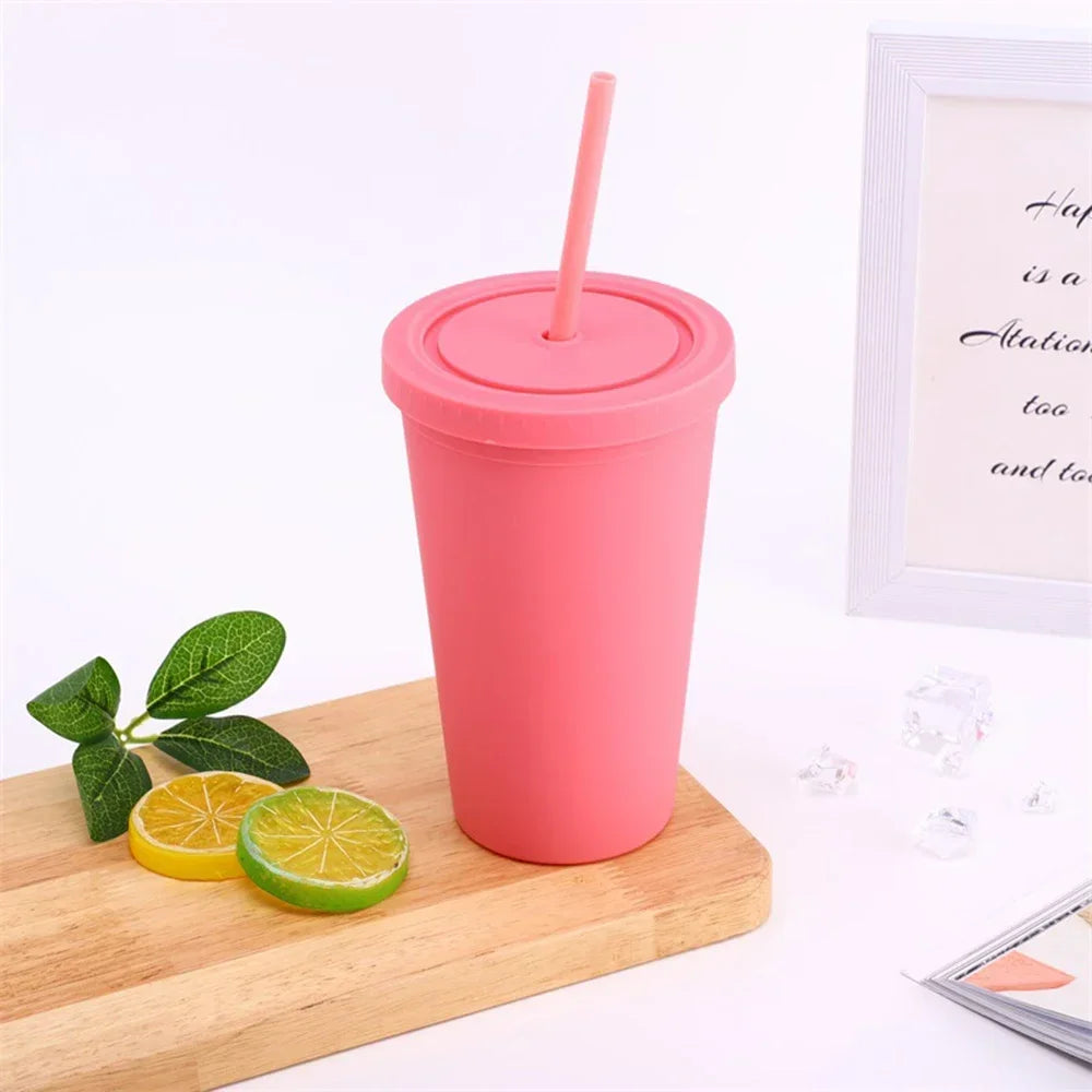 Double-layer Candy Color Straw Cup - OLM Store