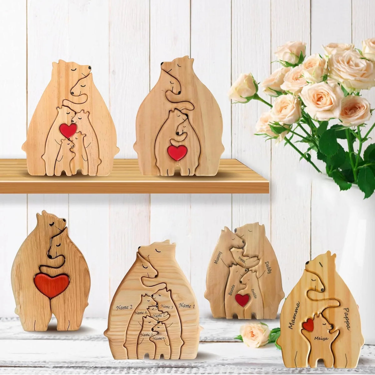 Engaging Personalized Wooden Bear Puzzle – A Heartfelt Family Keepsake