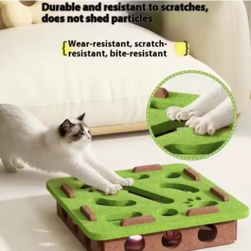 Interactive Cat Puzzle Toy – Fun Felt Maze with Bell Ball for Engaging Playtime