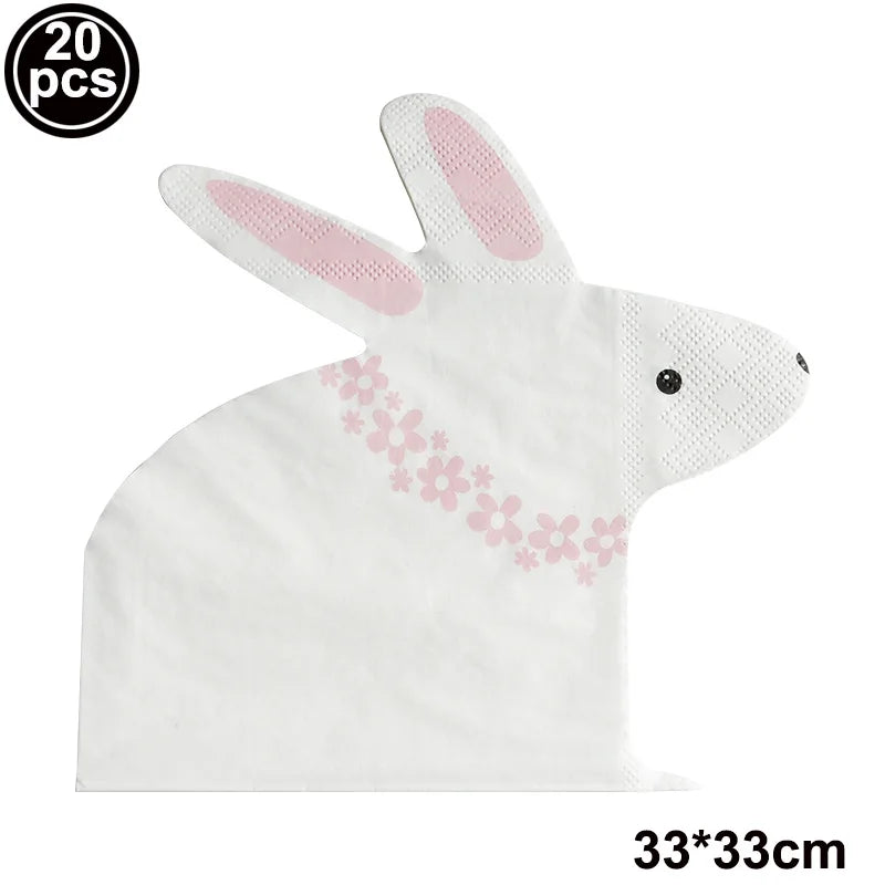 Easter Bunny Tableware Set – Adorable Disposable Plates, Cups & Napkins for Celebration Fun!