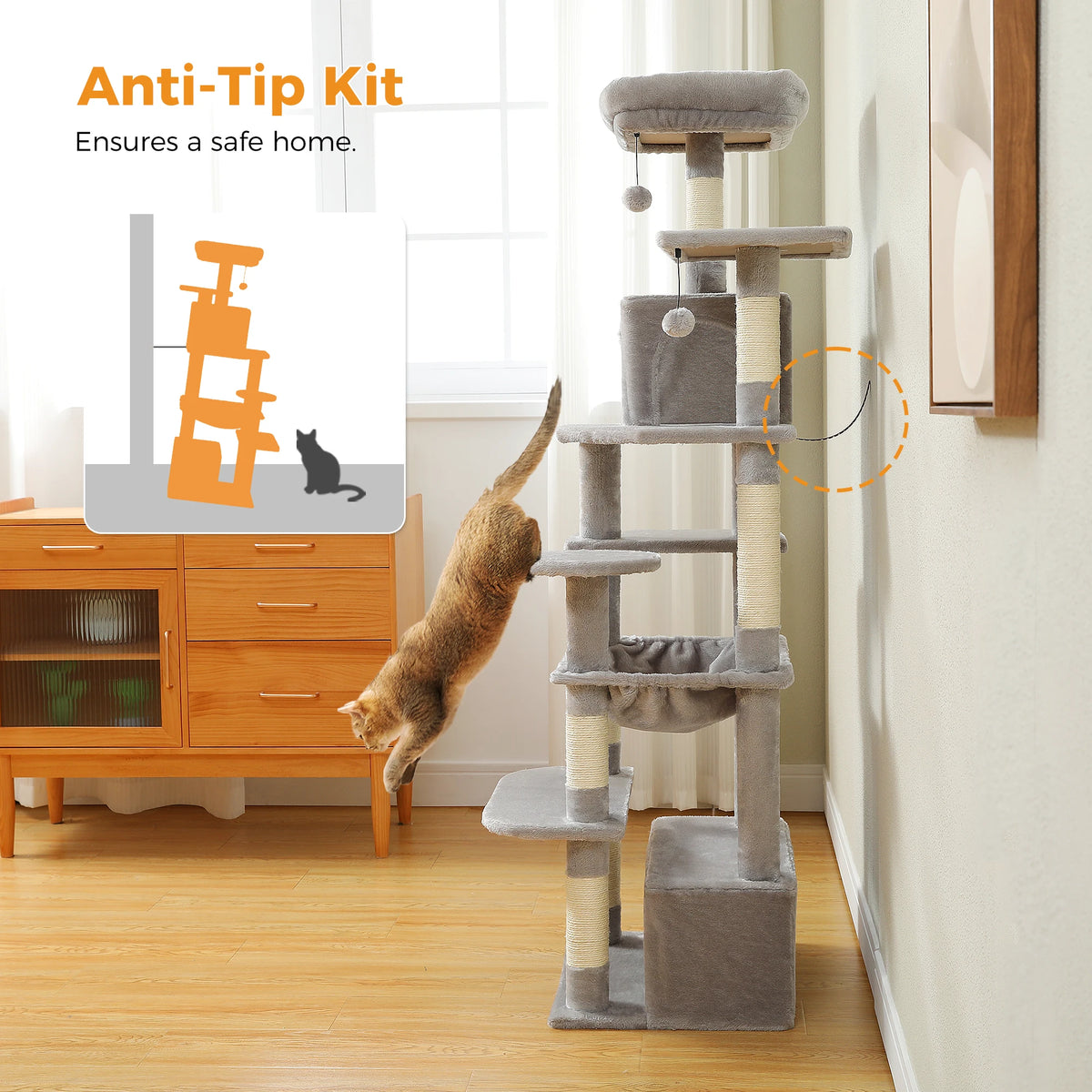 Transform Your Home with Our Large Cat Tree - 72.44 inches of Fun!