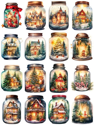 16Pcs/Pack Winter Christmas Magic Pot Stickers - OLM Store