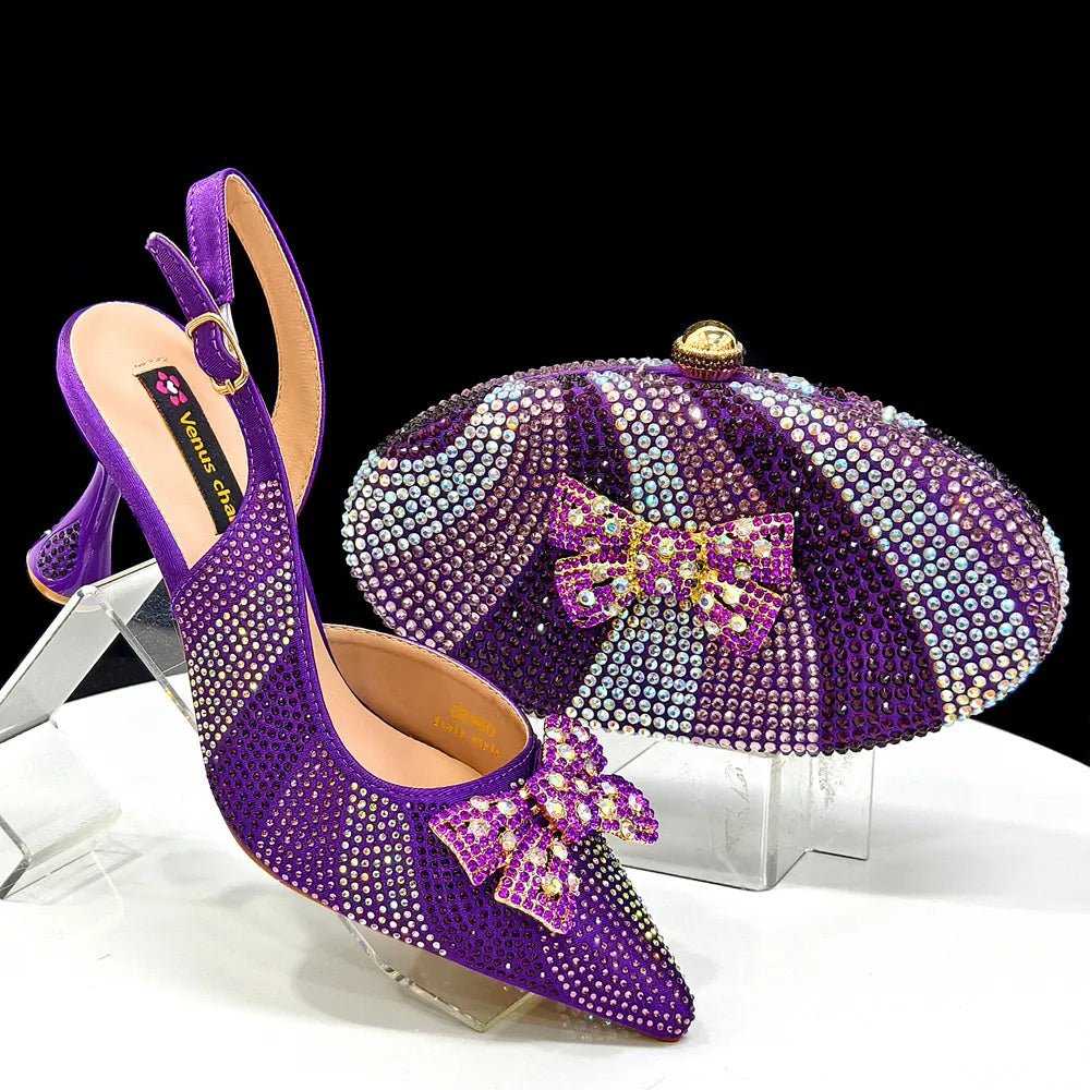 Luxurious Italian Women's Heels and Handbag Set – Perfect for Bridal and Evening Events