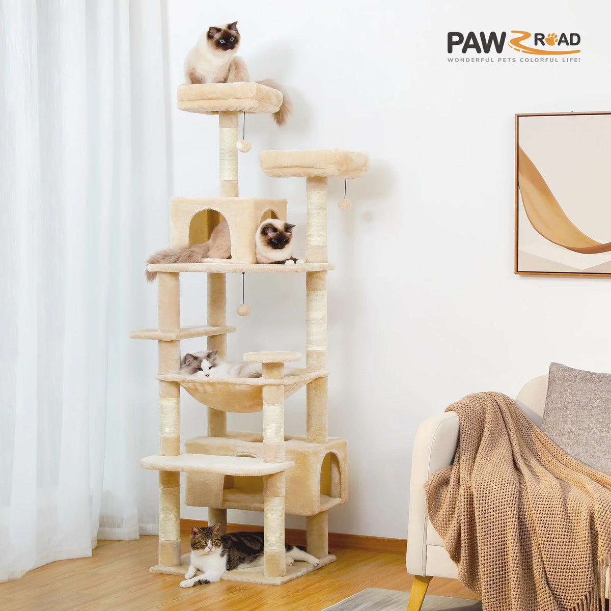 Transform Your Home with Our Large Cat Tree - 72.44 inches of Fun!