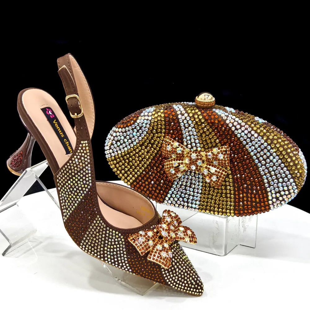 Luxurious Italian Women's Heels and Handbag Set – Perfect for Bridal and Evening Events