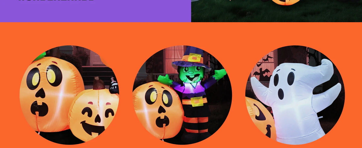 8 ft Halloween Inflatable Yard Decoration: Spooky Witch, Ghost, Skeleton & Pumpkin Patch for Your Outdoor Display