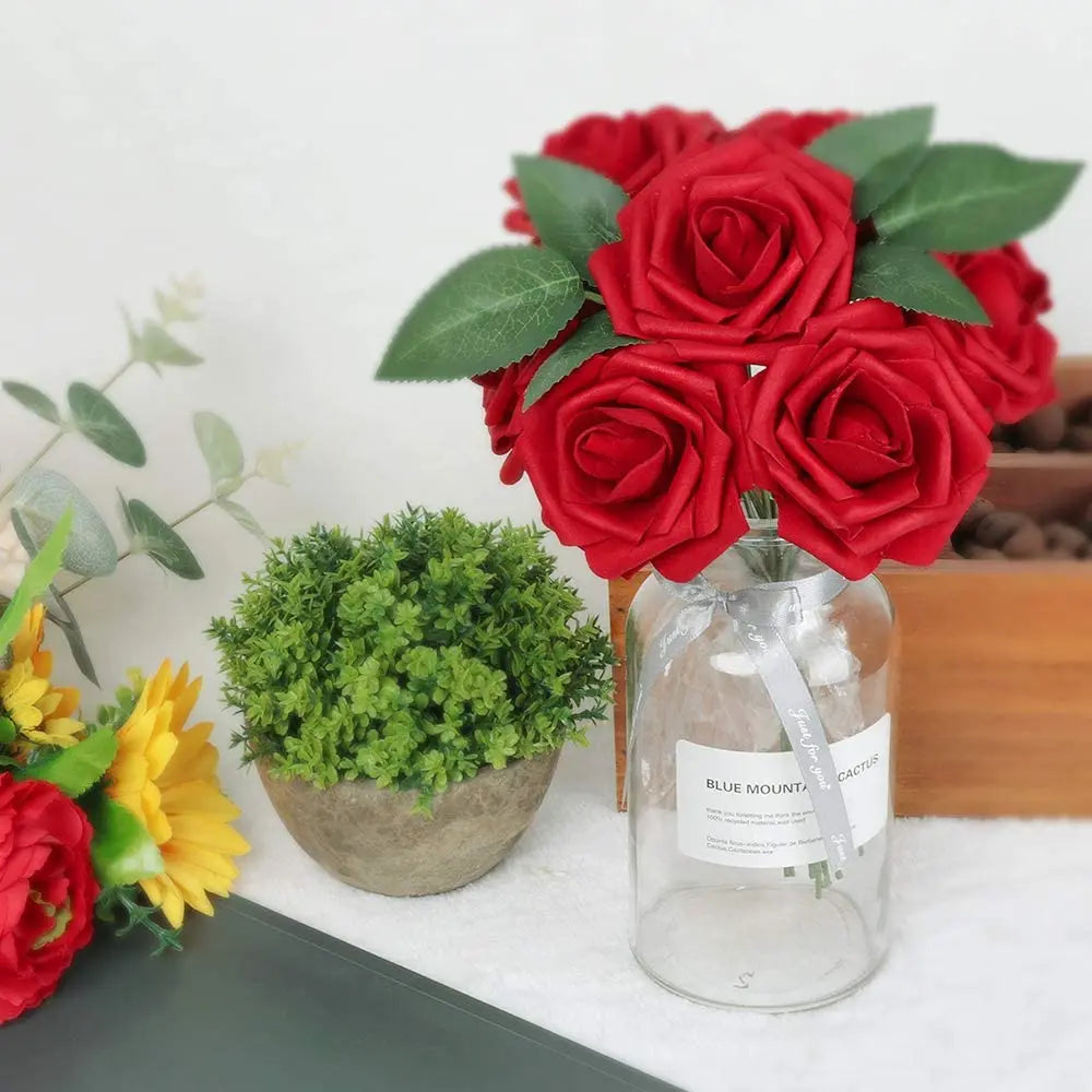 Transform Your Celebrations with Real Looking Artificial Roses - 25pcs Soft Foam Flower Heads