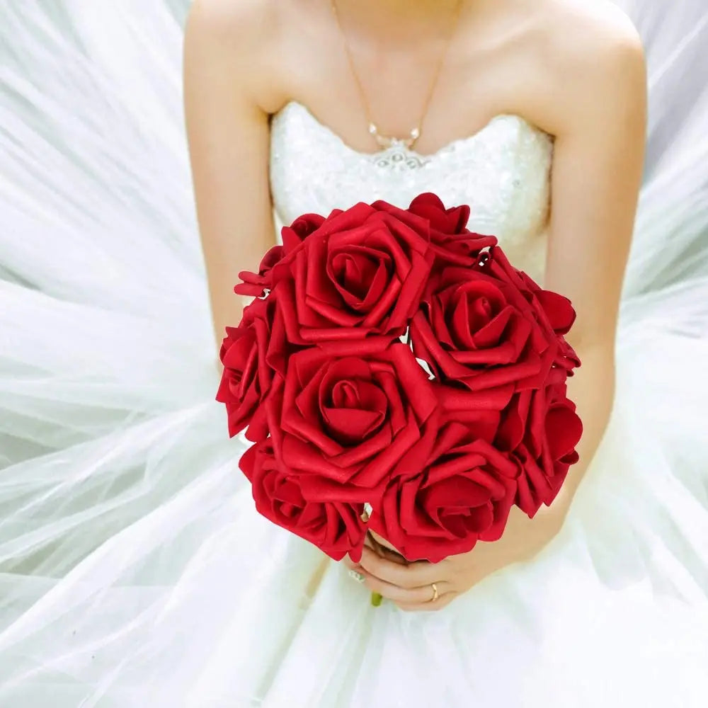 Transform Your Celebrations with Real Looking Artificial Roses - 25pcs Soft Foam Flower Heads