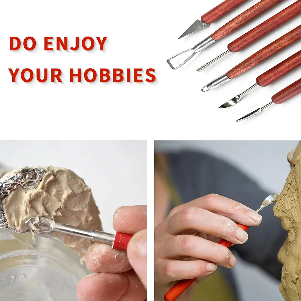 Transform Your Creativity with the Pottery Sculpting Tool Set - 6PCS Wood Handle Tools!