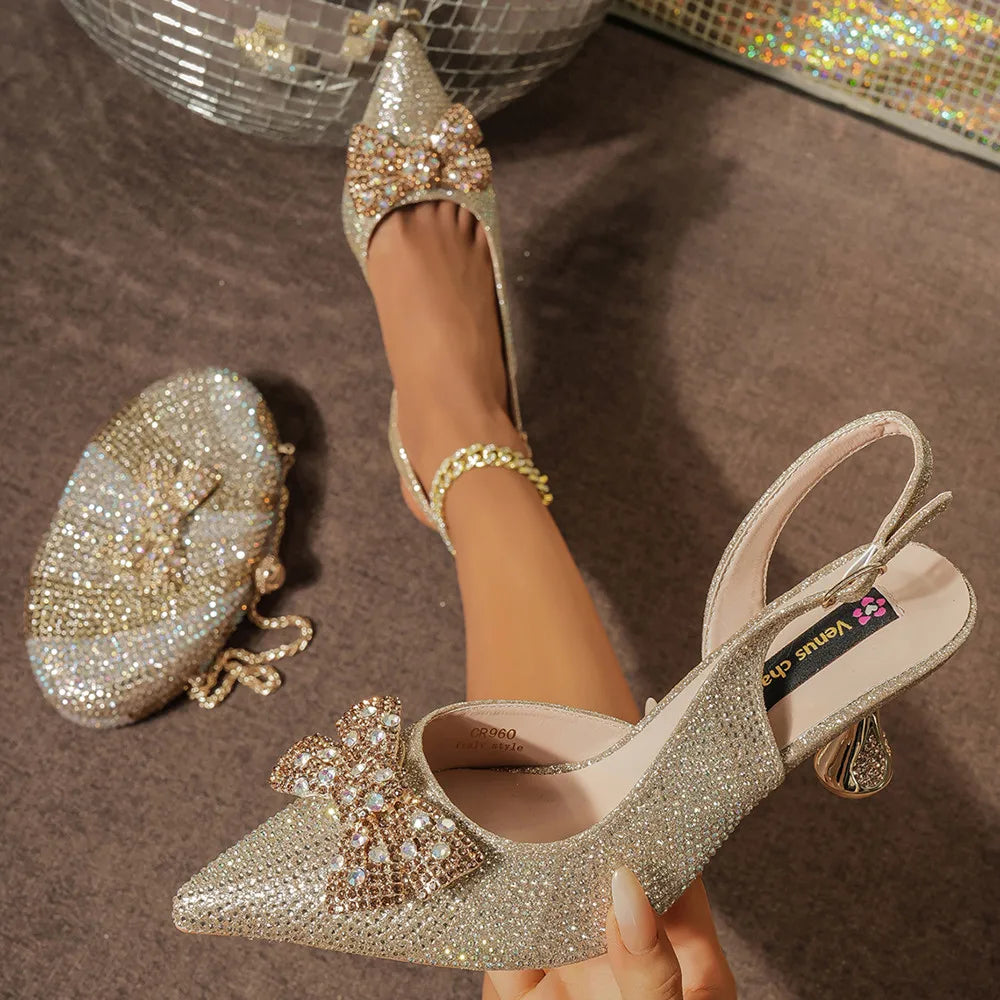 Luxurious Italian Women's Heels and Handbag Set – Perfect for Bridal and Evening Events