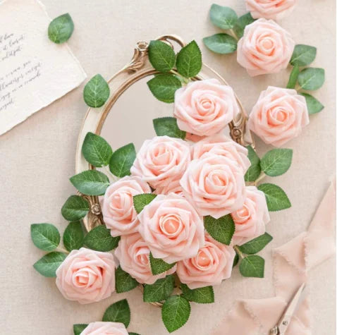 Transform Your Celebrations with Real Looking Artificial Roses - 25pcs Soft Foam Flower Heads