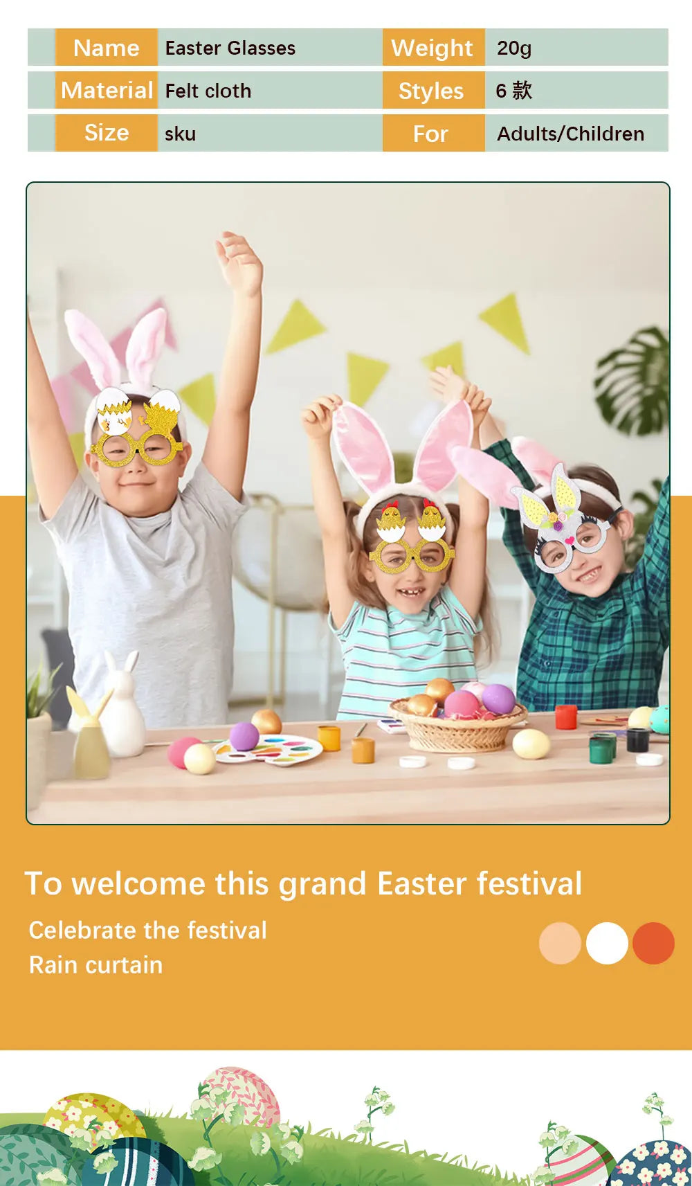 Easter Glasses for Kids – Whimsical Bunny & Eggshell Props for Fun Celebrations