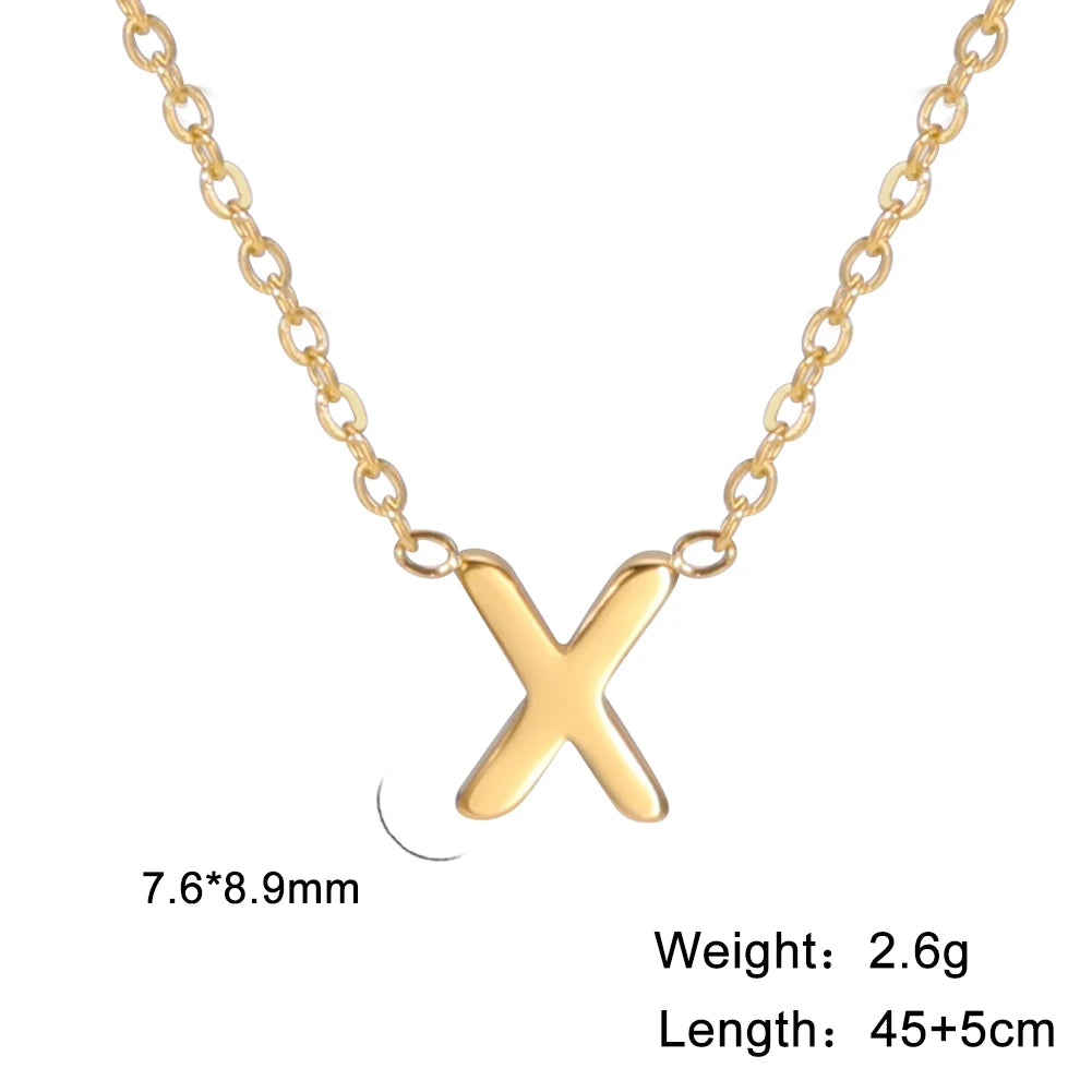 Personalized Minimalist Necklace – A-Z Initial Pendant in Stainless Steel & Gold