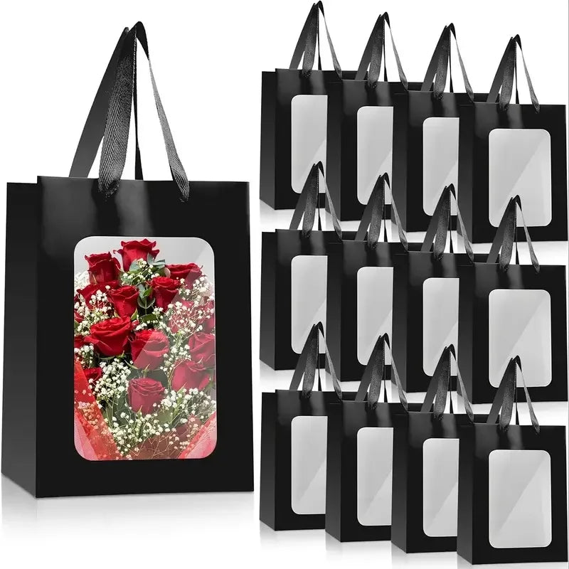 Elegant Transparent Window Gift Bags - Set of 5 or 10 for Luxurious Gifting