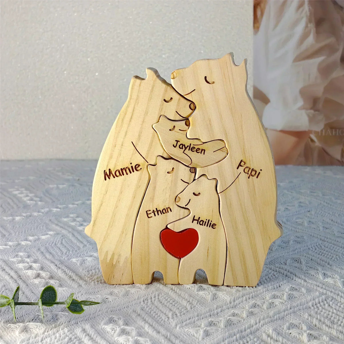 Engaging Personalized Wooden Bear Puzzle – A Heartfelt Family Keepsake