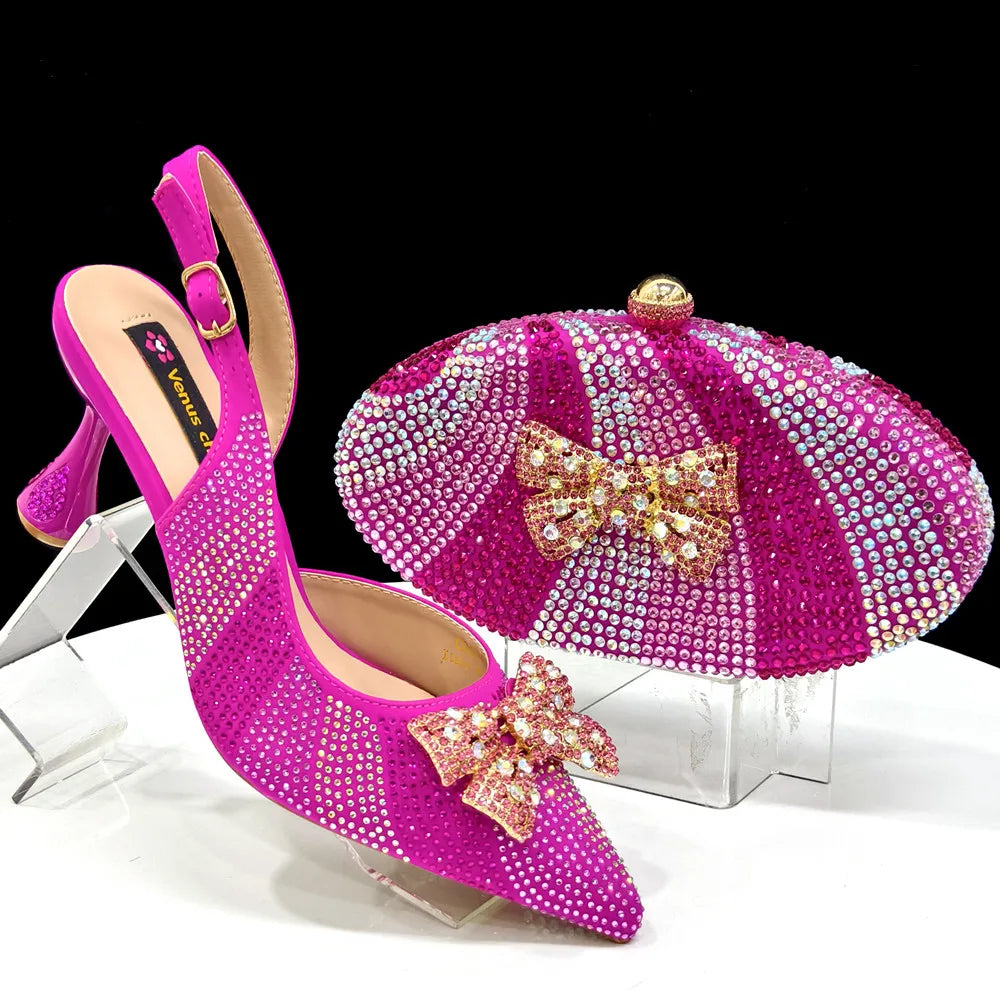 Luxurious Italian Women's Heels and Handbag Set – Perfect for Bridal and Evening Events