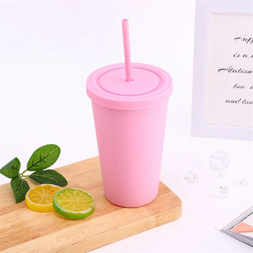 Double-layer Candy Color Straw Cup - OLM Store