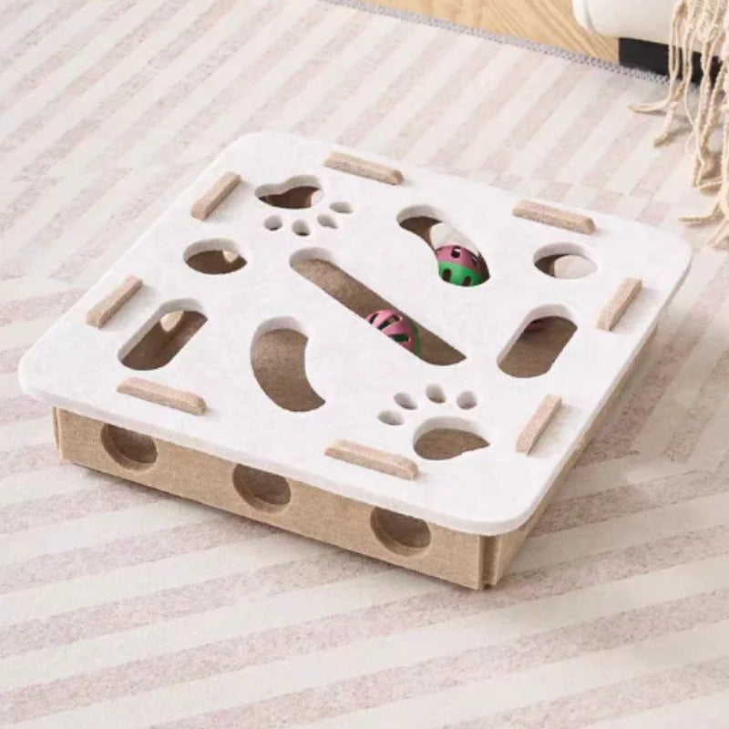 Interactive Cat Puzzle Toy – Fun Felt Maze with Bell Ball for Engaging Playtime