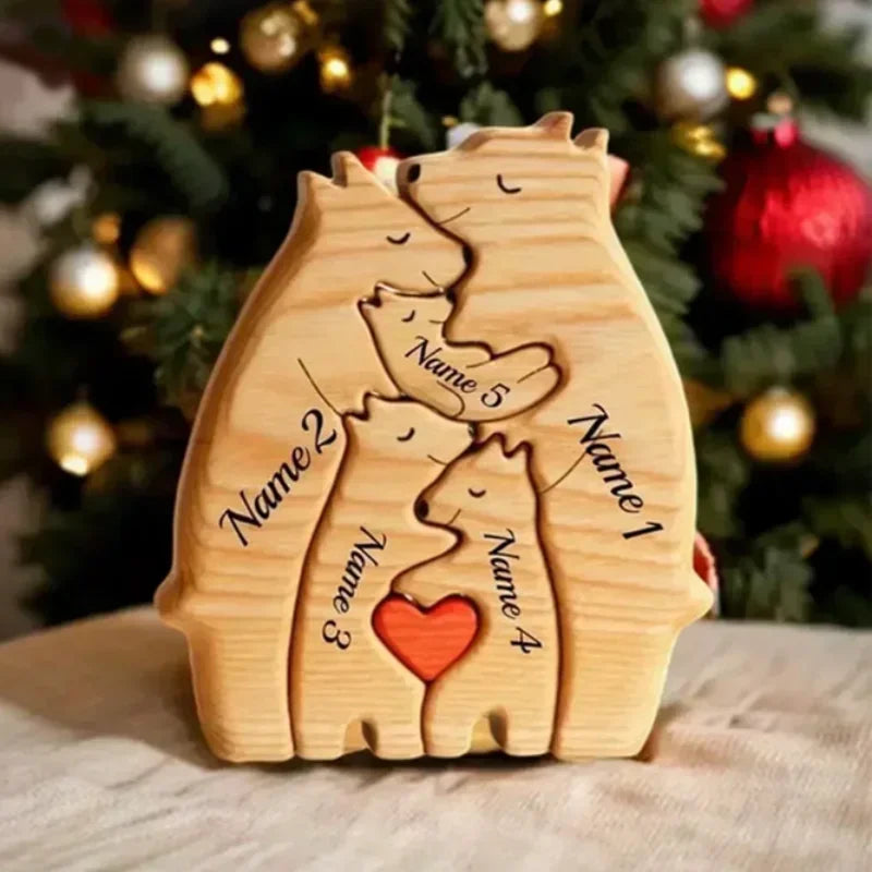 Engaging Personalized Wooden Bear Puzzle – A Heartfelt Family Keepsake