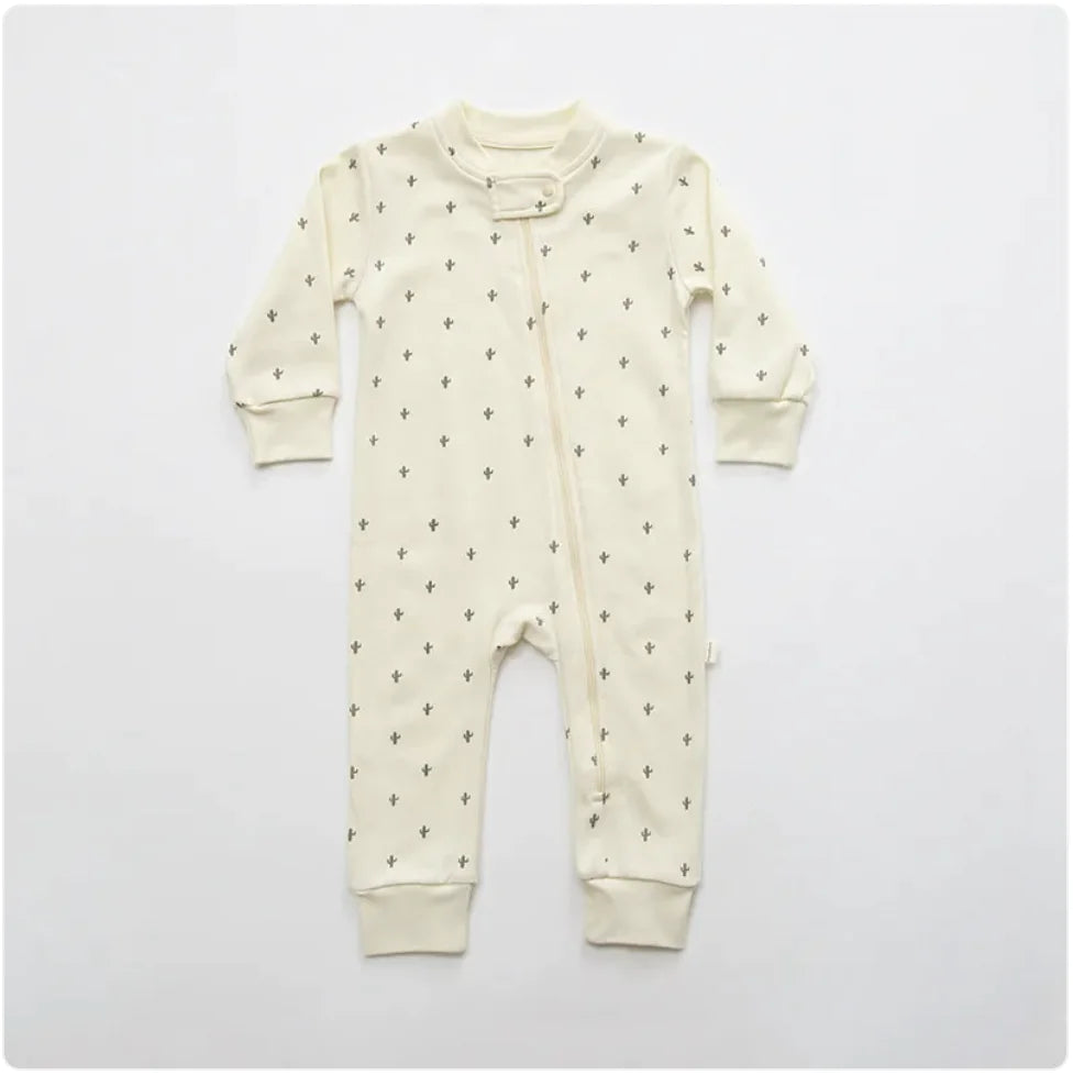 Adorable Cartoon Cactus Baby Romper – Striped Long Sleeve Outfit for Comfort and Style