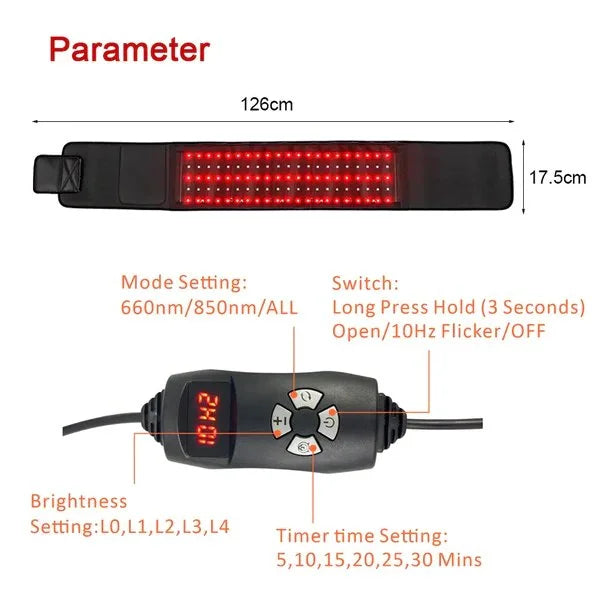 Transform Your Well-Being with Our Portable Red LED Light Therapy Belt for Body Slimming & Pain Relief