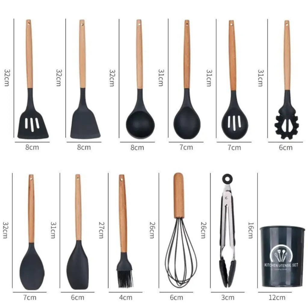 Nordic Silicone Cooking Utensils Set - 12 Essential Pieces for Effortless Cooking