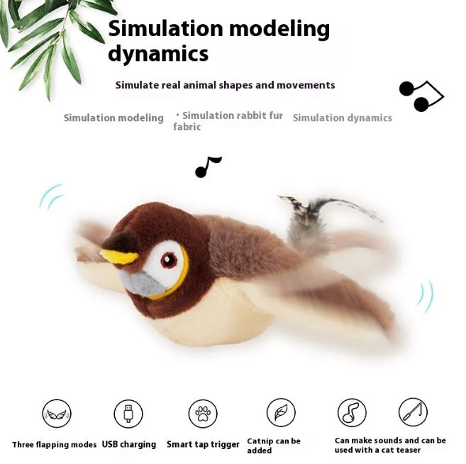 Interactive Cat Toy: Lifelike Flapping Bird for Endless Fun