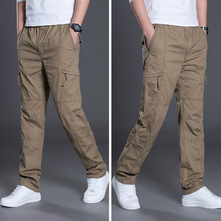 Men’s Plus Size Cotton Trousers with Pockets