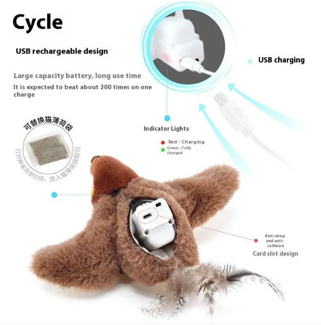 Interactive Cat Toy: Lifelike Flapping Bird for Endless Fun