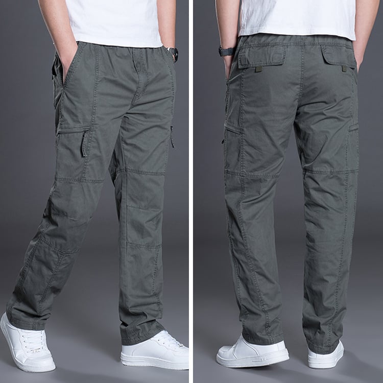 Men’s Plus Size Cotton Trousers with Pockets