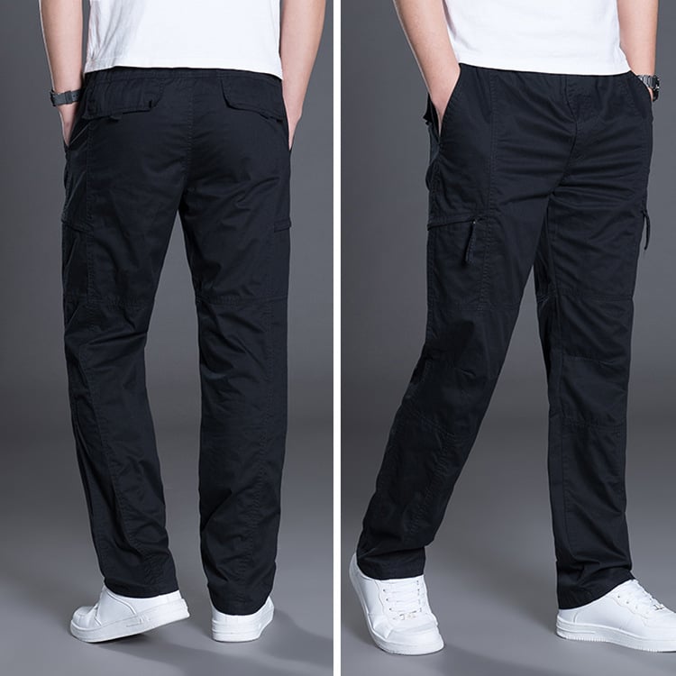 Men’s Plus Size Cotton Trousers with Pockets