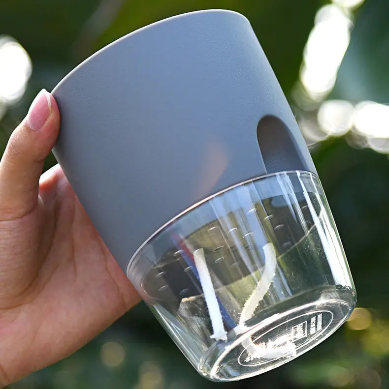 Transparent Double-Layer Self-Watering Flower Pot - OLM Store