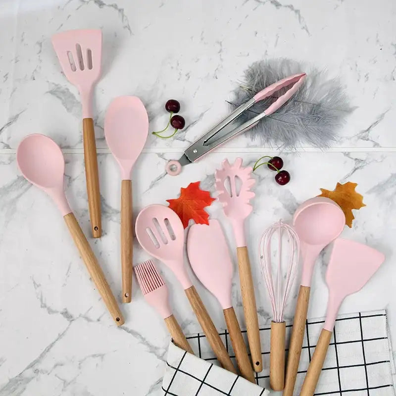 Nordic Silicone Cooking Utensils Set - 12 Essential Pieces for Effortless Cooking